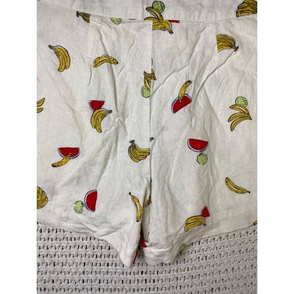 ModCloth Novelty Fruit Print High Rise Linen Shorts Women Size 10 Vacation Beach - Picture 16 of 16